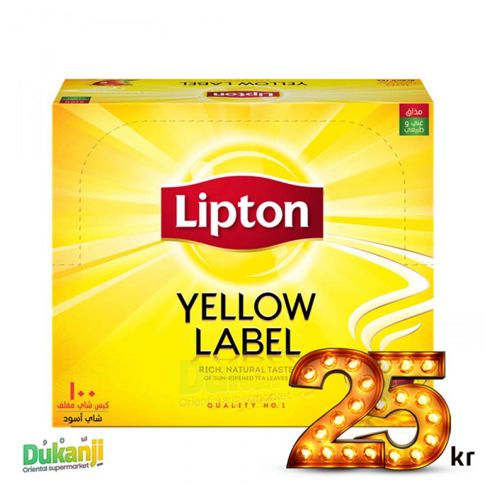 Lipton Yellow Tea label 100 tea bags
