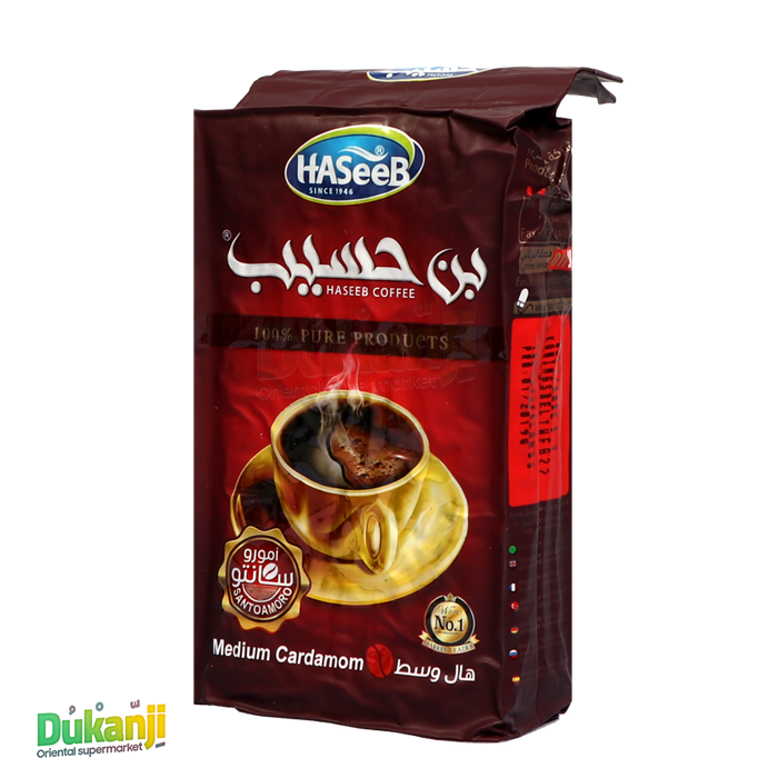 Haseeb arabiskt kaffe rött medium kardemumma 500g